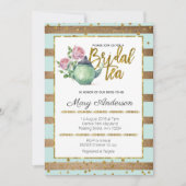 Gold Mint Elegant Bridal Tea Party Invitation Kaart (Voorkant)
