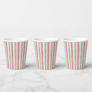 Gold Mint en roze stripes, papierbekertjes Papieren Bekers