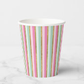 Gold Mint en roze stripes, papierbekertjes Papieren Bekers (Voorkant)