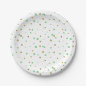 Gold Mint Faux Glitter Confetti Stippen Papieren Bordje (Voorkant)