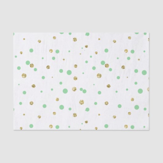 Gold Mint Faux Glitter Confetti Stippen Tissuepapier (Voorkant)
