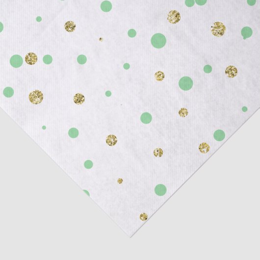Gold Mint Faux Glitter Confetti Stippen Tissuepapier (Detail)