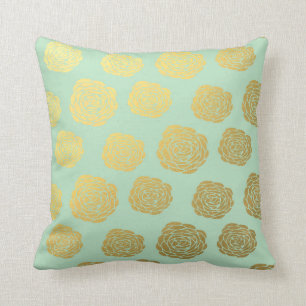 Gold Mint Floral Kussen