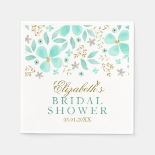 Gold Mint Floral Leaf Vrijgezellenfeest servetten