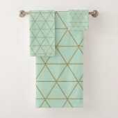 Gold Mint Geometric Triangles Boho Glam Minimum Bad Handdoek (Insitu)