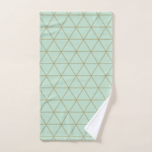 Gold Mint Geometric Triangles Boho Glam Minimum Bad Handdoek (Handdoek)