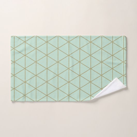 Gold Mint Geometric Triangles Boho Glam Minimum Bad Handdoek (Handdoek)