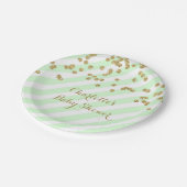Gold Mint Green Confetti Stripes Baby shower Bord (Gekanteld)