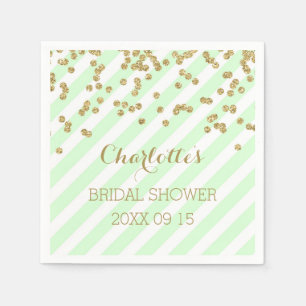 Gold Mint Green Confetti Stripes Vrijgezellenfeest Servetten