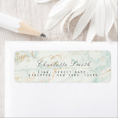 Gold Mint Green Marble Return-adreslabels Etiket (Insitu)
