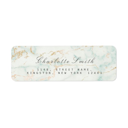 Gold Mint Green Marble Return-adreslabels Etiket (Voorkant)