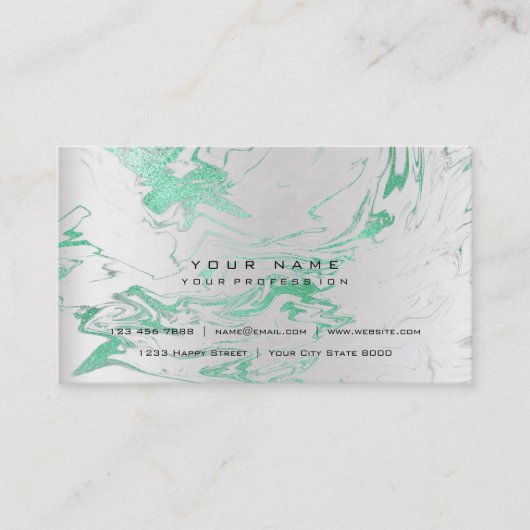 Gold Mint Green Marble Vip Parly Silver Abstract Visitekaartje (Voorkant)