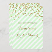 Gold Mint Green Stripes Bridal Shower Invitations Kaart (Voorkant / Achterkant)