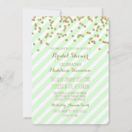 Gold Mint Green Stripes Bridal Shower Invitations Kaart