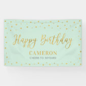 Gold & Mint Happy Birthday Party-banner Spandoek (Horizontaal)