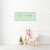 Gold & Mint Happy Birthday Party-banner Spandoek (Insitu)