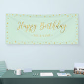 Gold & Mint Happy Birthday Party-banner Spandoek (Beurs)