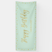 Gold & Mint Happy Birthday Party-banner Spandoek (Verticaal)