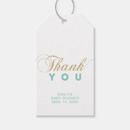 Gold & Mint | Moderne feestelijk dank je tag Cadeaulabel (Voorkant)