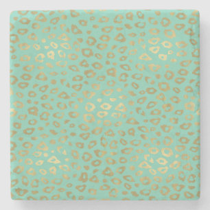 Gold Mint Ombre Leopard Print Stenen Onderzetter