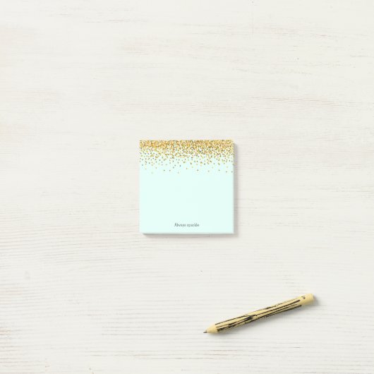 Gold Mint Sparkle Confetti Post-it® Notes (Op bureau)