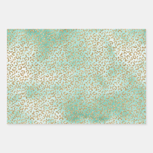 Gold Mint White Ombre Zebra Leopard Inpakpapier Vel (Voorkant 2)