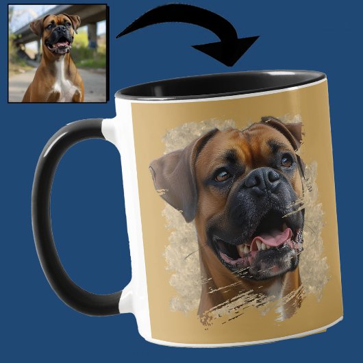 Gold Misted Marigold Black Boxer Hondenliefhebber Mok