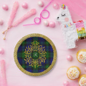 Gold Mistletoe Blackwatch Monogram Papieren Bordje (Feest)