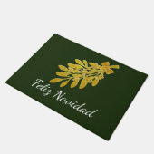 Gold Mistletoe Feliz Navidad personaliseren Deurmat (Schuin)