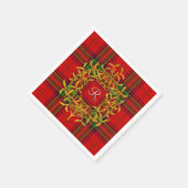 Gold Mistletoe Stewart Plaid Monogram Servetten (Hoek)
