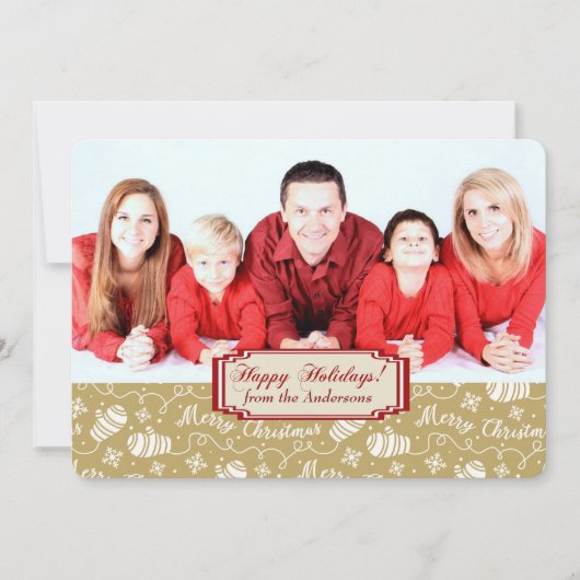 Gold Mittens Border Sjabloon kerstkaart (Voorkant)