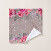 Gold Mocha Dot Floral Towel Set Bad Handdoek (Wasdoekje)