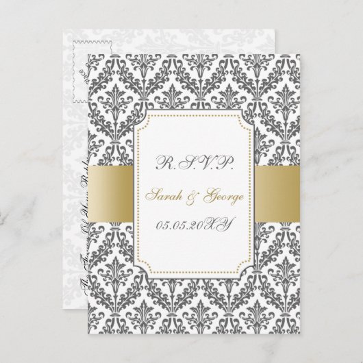 Gold Mod Wedding RSVP kaarten (Voorkant / Achterkant)