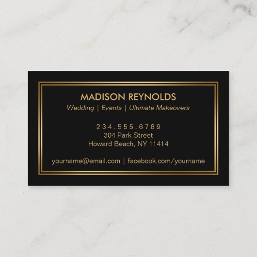 Gold Mode Makeup Artiest Photo Showcase Visitekaartje (Achterkant)