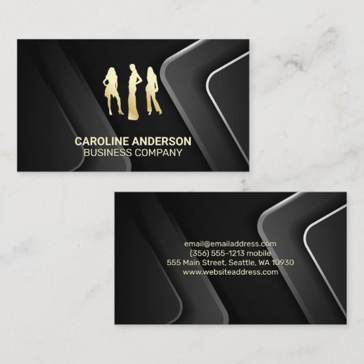 Gold-modellen | Achtergrond grijs zwart Visitekaartje (Voorkant / Achterkant)