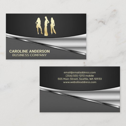 Gold-modellen | Achtergrond grijs zwart Visitekaartje (Voorkant / Achterkant)