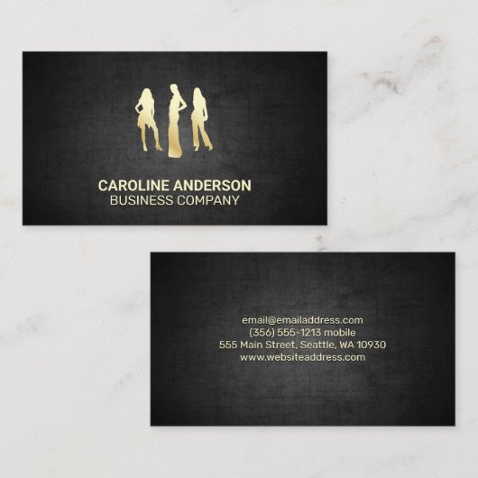 Gold-modellen | Achtergrond zwart textiel Visitekaartje (Voorkant / Achterkant)