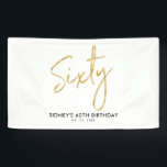 Gold Modern 60th Birthday Party Banner<br><div class="desc">Dit eenvoudige verjaardagsbannerontwerp is voorzien van gouden letters "60" met een aangepaste tekst. U kunt de tekst personaliseren. Meer overeenkomende objecten beschikbaar in mijn winkel BaraBomDesign.</div>