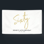 Gold Modern 60th Birthday Party Banner<br><div class="desc">Dit eenvoudige verjaardagsbannerontwerp is voorzien van gouden letters "60" met een aangepaste tekst. U kunt de tekst personaliseren. Meer overeenkomende objecten beschikbaar in mijn winkel BaraBomDesign.</div>