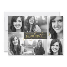 Gold Modern 6 Photo Script-Afstuderen Uitnodigen