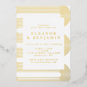 Gold Modern Abstracte regels legant Wedding Folie Uitnodiging