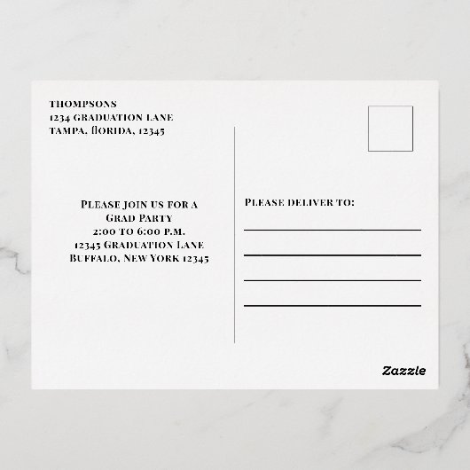 Gold Modern Afstuderen foto-uitnodiging Sjabloon (Achterkant)