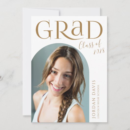 Gold Modern Arch Foto Afstuderen Aankondiging (Voorkant)