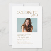 Gold Modern Arch Foto Afstuderen Aankondiging (Achterkant)