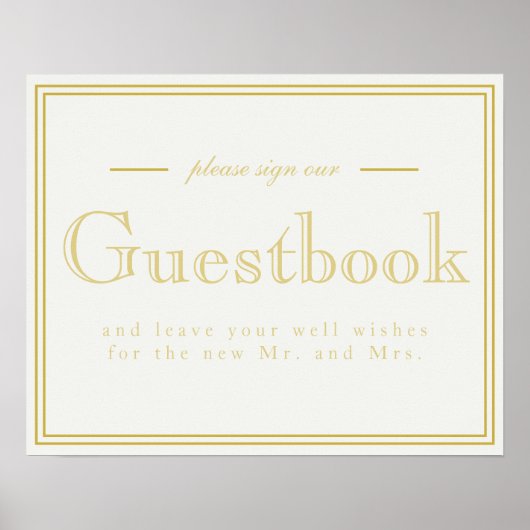 Gold Modern Art Deco Guestbook Poster (Voorkant)