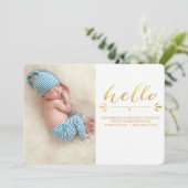 GOLD MODERN BIRTH ANNOUNCEMENT FOTOCARD AANKONDIGING (Staand voorkant)