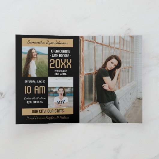 Gold Modern Block 5-Photo Afstuderen (Binnen)