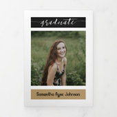 Gold Modern Block 5-Photo Afstuderen Drieluik Uitnodiging (Cover)