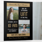 Gold Modern Block 5-Photo Afstuderen Drieluik Uitnodiging (Binnenzijde eerst)