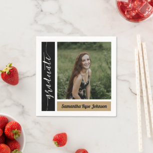 Gold Modern Block Photo Afstuderen Servet